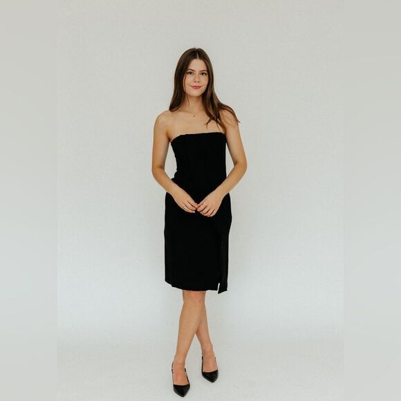 NWT Anine Bing Halle Midi Black Dress Strapless Size L - Picture 5 of 13